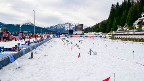Blick auf die Schießstände in Hochfilzen