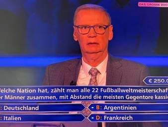 Fußball-WM-Frage für 250.000 Euro bei Jauch