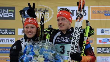 Laura Dahlmeier und Florian Graf siegten im Vorjahr bei der World Team Challenge auf Schalke