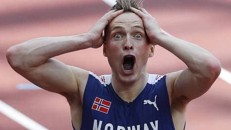 Karsten Warholm unmittelbar nach seinem Super-Lauf in Tokio