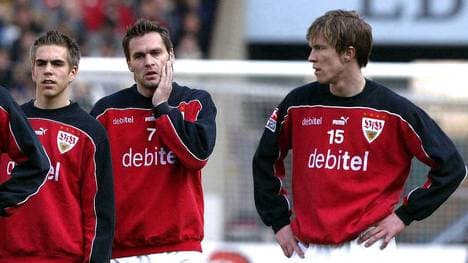 Silvio Meissner (M., mit Alexander Hleb) erinnert sich an die Anfänge von Philipp Lahm