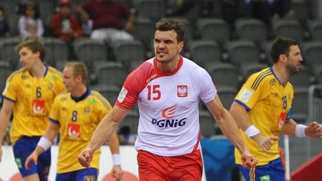 Michal Jurecki jubelt im WM-Achtelfinale für Polen gegen Schweden