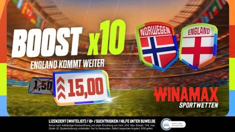 Winamax Quotenboost: 15,00 Quote auf England kommt weiter gegen Norwegen am 11.07.2026