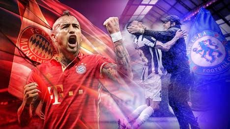 Arturo Vidal (l.) wird offenbar vom FC Chelsea und seinem Ex-Coach Antonio Conte (r.) gelockt