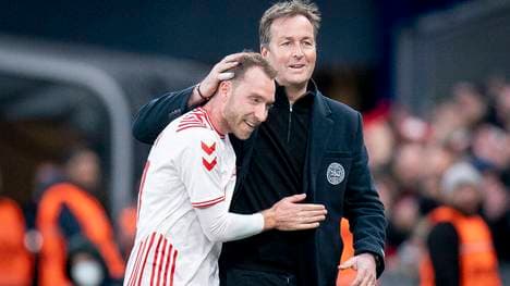 Christian Eriksen (l.) spielte unter Kasper Hjulmand für Dänemark