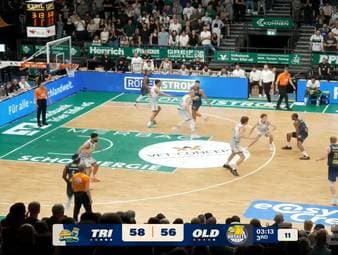Die BBL-Highlights der Basketball-Partie VET-CONCEPT Gladiators Trier - EWE Baskets im Video.