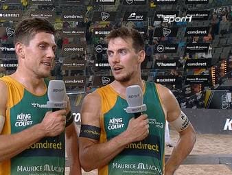 Podium erreicht, als bestes deutsches Duo Hamburg begeistert. Die Beach-Zwillinge David und Bennet Poniewaz ziehen am SPORT1-Mikro Bilanz zum King of the Court.