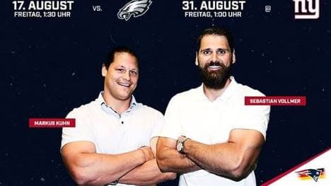Markus Kuhn und Sebastian Vollmer kommentieren für die deutschen Fans die Patriots-Spiele
