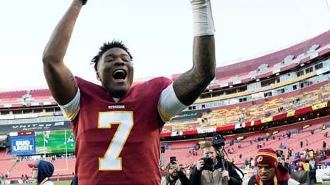 Dwayne Haskins von den Washington Redskins feierte den Sieg ausgiebig