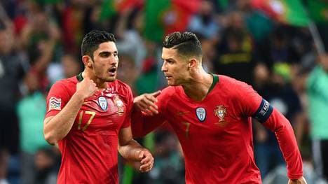 Goncalo Guedes (l., mit Cristiano Ronaldo) schoss Portugal zum Titel in der Nations League