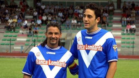 Roberto Baggio (l.) und Luca Toni spielten Anfang der 2000er Jahre gemeinsam für Brescia