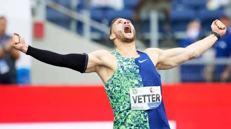 Johannes Vetter bei seinem deutschen Rekord in Chorzow