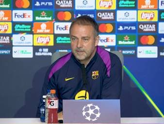 Barca-Trainer Hansi Flick spricht vor dem Viertelfinalrückspiel gegen Atletico Madrid über Lamine Yamal.