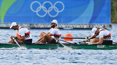 Maximilian Planer (M.) hatte sich mit dem DRV-Vierer ohne Steuermann mit dem zwölften Platz in Rio begnügen müssen