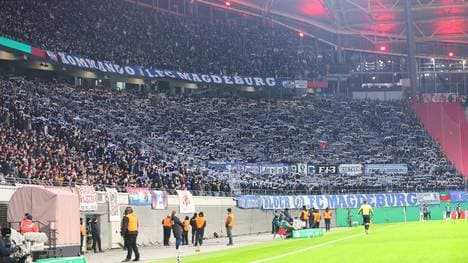 Die Fans des 1. FC Magdeburg in Leipzig