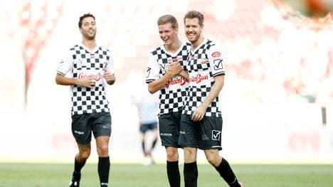 Race of Champions: Vettel und Schumacher bilden Team Deutschland, Mick Schumacher (mitte)  und Sebastian Vettel (rechts) starten beim Race of Champions