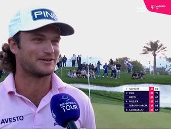Die neue deutsche Golfhoffnung Freddy Schott gewinnt sein erstes Turnier auf der DP World Tour in Bahrain und reagiert in seinem Siegerinterview überglücklich auf seinen Triumph.