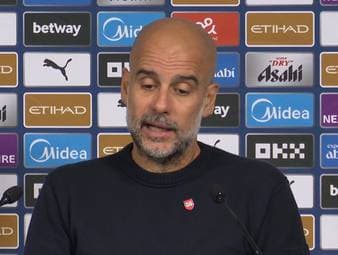 Pep Guardiola adelt Erling Haaland nach dem Doppelpack gegen Burnley. In Bezug auf die reine Torquote sei der Norweger bereits auf einer Stufe mit Lionel Messi und Cristiano Ronaldo, so der City-Coach.