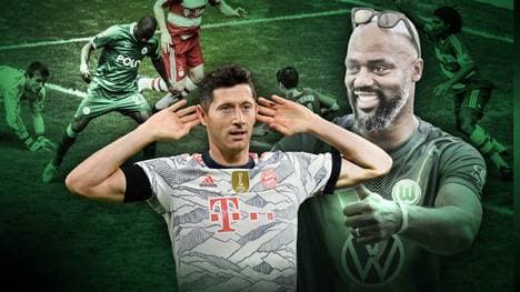 Der Ex-Wolfsburger Grafite (r.) ist schwer beeindruckt von Robert Lewandowski