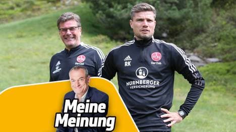 Nürnbergs Vorstand Dieter Hecking (l.) holte Robert Klauß als Trainer und hielt trotz Problemen an ihm fest