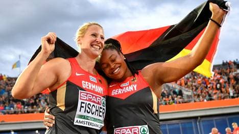 Julia Fischer (l.) und Shanice Craft (r.) durften über Silber und Bronze im Diskuswurf jubeln