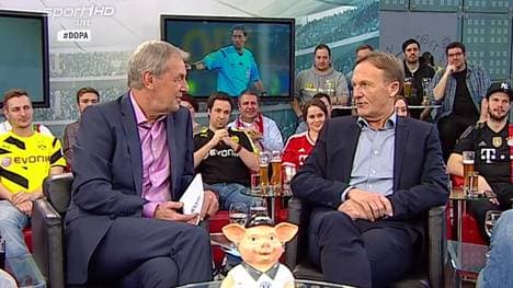 Hans Joachim Watzke (r.) ist zu Gast im Volkswagen Doppelpass