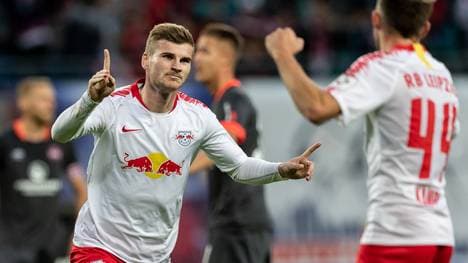 Timo Werner (RB Leipzig) erzielte gegen Nürnberg einen Doppelpack und vergab einen Elfmeter