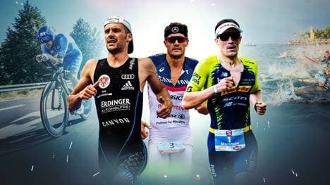 Patrick Lange, Jan Frodeno und Sebastian Kienle (v.l.n.r.) kämpfen um den Sieg