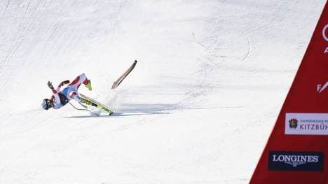 Urs Kryenbühl stürzte bei der Streif 2021 beim Zielsprung