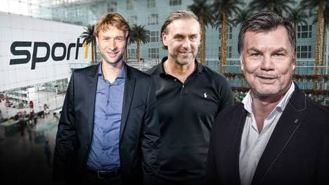 Thomas Helmer begrüßt unter anderem Thomas Doll und Simon Rolfes (v.r.) als Gäste