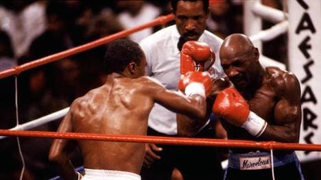 Marvin Hagler (r.) in seinem letzten Kampf gegen "Sugar" Ray Leonard