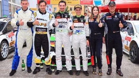 Die drei Teams auf dem Siegerpodium der Thüringen-Rallye