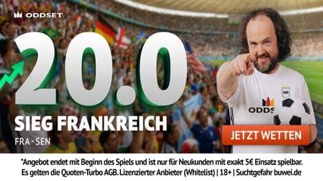 Quote 20,00 auf Frankreich! ODDSET WM-Boost für Sieg gegen Senegal