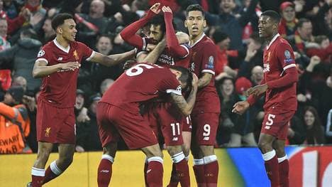 Mohamed Salah (M.) war der überragende Spieler bei Liverpools Tor-Gala gegen Rom