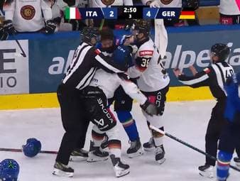Im Rahmen des Testspiels der deutschen Eishockeynationalmannschaft gegen Olympia-Gastgeber Italien, erhitzten sich die Gemüter im dritten Drittel, und es kam zu einer Rangelei inklusive Faustschlägen.