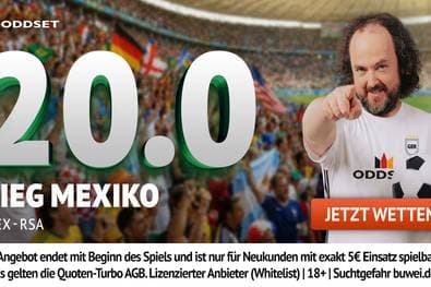20,00er Quote statt 1,44! ODDSET mit Quoten-Hammer zum WM-Kracher Mexiko vs. Südafrika!