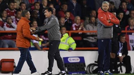 Arsene Wenger (r.) kam nicht in den Genuss des vom Flitzer mitgebrachten Essens