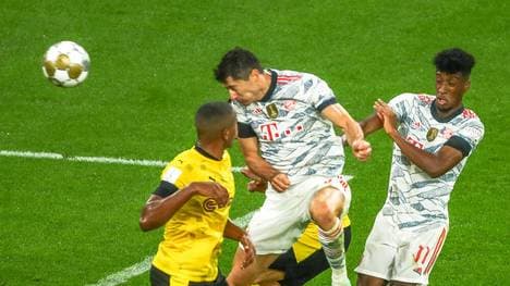 Robert Lewandowski brachte den FC Bayern gegen Borussia Dortmund mit diesem Kopfball in Führung