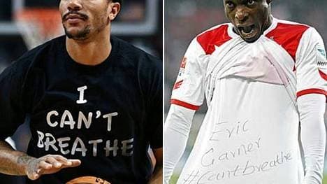 Anthony Ujah (r.) und Derek Rose widmeten eine Botschaft an Eric Garner