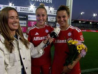 Ein besonderer Abend für Giulia Gwinn und Lena Oberdorf. Beim doppelten Comeback feiern die Bayern-Stars einen souveränen 2:0-Sieg. Für Oberdorf gibt es nach dem Spiel noch einen weiteren Grund zur Freude.