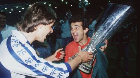 Tita und Falko Götz bejubeln den Triumph im UEFA-Cup
