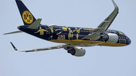 Der BVB-Tross war mit dem Sonderflieger EW1909 unterwegs