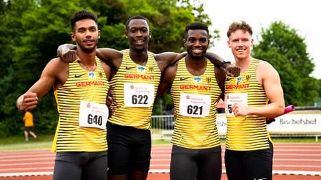 Joshua Hartmann, Owen Ansah, Lucas Ansah-Peprah und Kevin Kranz blieben in der 4x100-m-Staffel erstmals unter 38 Sekunden