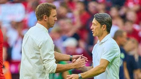 Julian Nagelsmann (l.) und Niko Kovac (r.) beim Aufeinandertreffen in München im vergangenen Sommer 