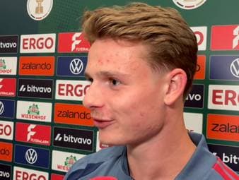 Nach dem Pokalspiel in Osnabrück spricht Jonas Urbig über die Absprachen im Torwartteam und die Zusammenarbeit mit Manuel Neuer.