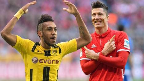 Pierre-Emerick Aubameyang (l.) und Robert Lewandowski treffen in der Allianz Arena aufeinander