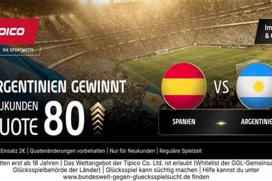 80ER-QUOTE! Bwin mit Mega-Boost für Argentinien im WM-Finale gegen Spanien!
