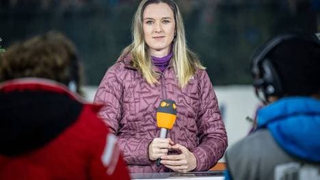 Denise Herrmann-Wick als ZDF-Expertin beim Biathlon auf Schalke