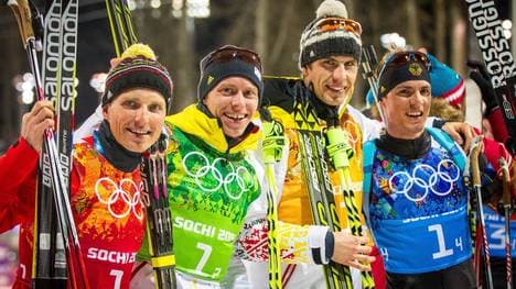 Erik Lesser, Daniel Böhm, Arnd Peiffer und Simon Schempp (v.l.) bekommen wohl nachträglich Staffel-Gold