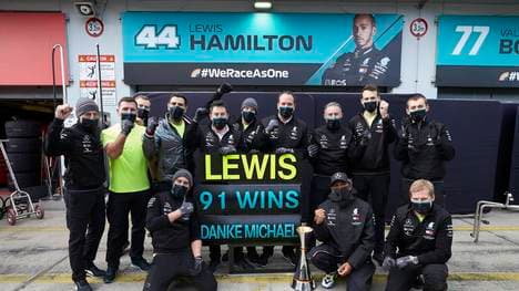 Lewis Hamilton egalisierte 2020 Schumachers Rekord von  91 Rennsiegen in der Formel 1
